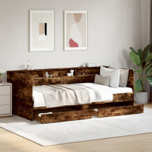 Berkfield Daybed with Drawers without Mattress Smoked Oak 90x200 cm