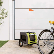 Berkfield Pet Bike Trailer Green and Grey Oxford Fabric and Iron