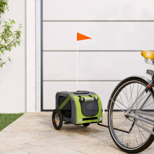 Berkfield Pet Bike Trailer Green and Grey Oxford Fabric and Iron