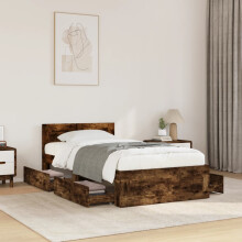 Berkfield Bed Frame with Headboard without Mattress Smoked Oak 75x190 cm Small Single