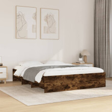Berkfield Bed Frame without Mattress Smoked Oak 160x200 cm Engineered Wood