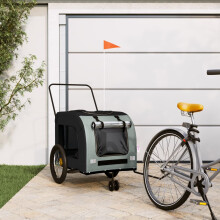 Berkfield Pet Bike Trailer Black and Grey Oxford Fabric and Iron