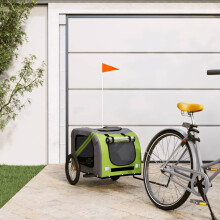 Berkfield Pet Bike Trailer Green and Grey Oxford Fabric and Iron