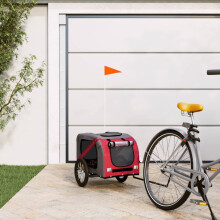 Berkfield Pet Bike Trailer Red and Grey Oxford Fabric and Iron