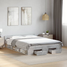 Berkfield Bed Frame with Drawers without Mattress Concrete Grey 120x190 cm Small Double