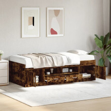 Berkfield Daybed with Drawers without Mattress Smoked Oak 90x200 cm