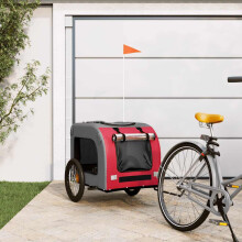 Berkfield Pet Bike Trailer Red and Grey Oxford Fabric&Iron