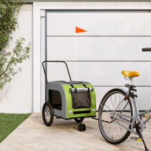 Berkfield Pet Bike Trailer Green and Grey Oxford Fabric and Iron