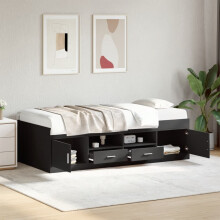 Berkfield Daybed with Drawers without Mattress Black 100x200 cm