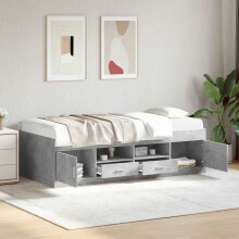 Berkfield Daybed with Drawers without Mattress Concrete Grey 75x190 cm Small Single