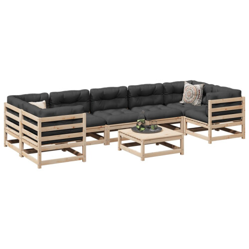 Berkfield 8 Piece Garden Sofa Set Solid Wood Pine