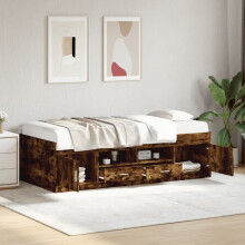 Berkfield Daybed with Drawers without Mattress Smoked Oak 75x190 cm Small Single