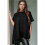 Women'S Loose Dropped Shoulder Short Sleeve Pullover Sweater Black M 3