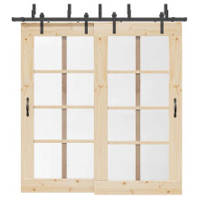 Berkfield Sliding Door Hardware Kit 213,5 cm Steel Black