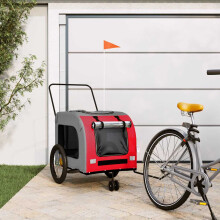 Berkfield Pet Bike Trailer Red and Grey Oxford Fabric and Iron