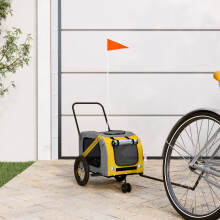 Berkfield Pet Bike Trailer Yellow and Black Oxford Fabric and Iron