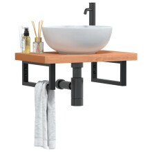 Berkfield Basin Shelf Wall Mounted Steel and Solid Wood Beech