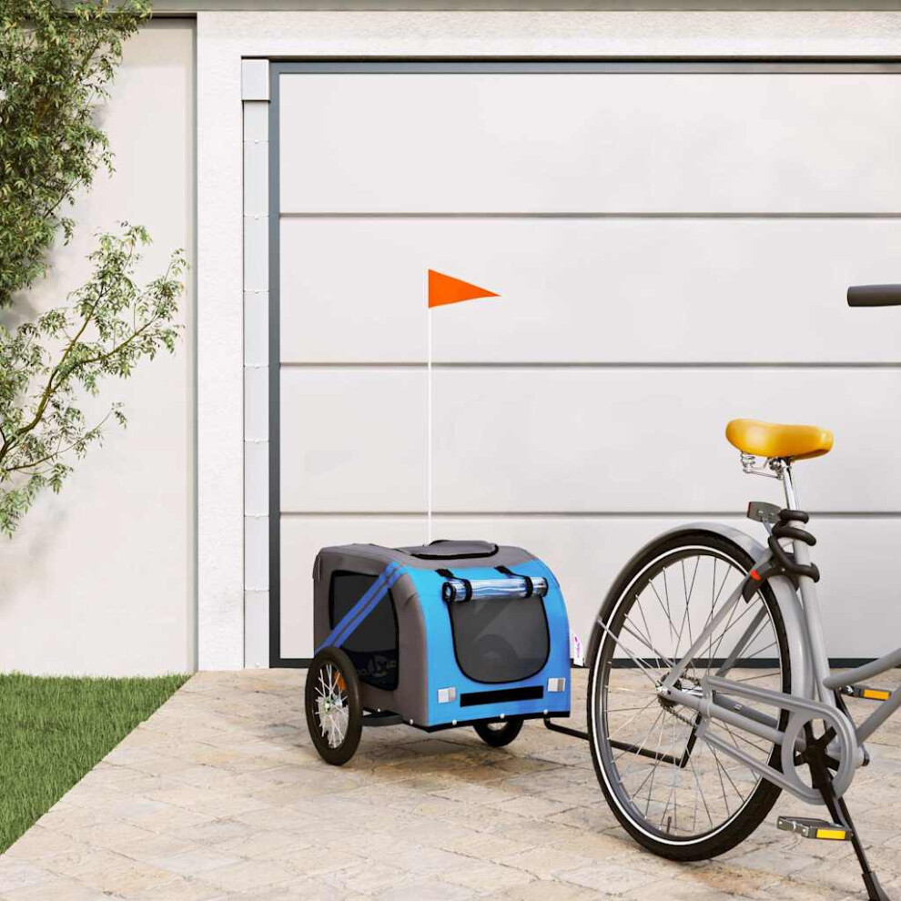Photos - Accessories Berkfield Pet Bike Trailer Blue and Grey Oxford Fabric and Iron