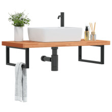 Berkfield Basin Shelf Wall Mounted Steel and Solid Wood Beech
