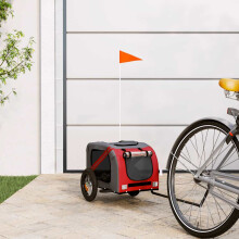 Berkfield Pet Bike Trailer Red and Grey Oxford Fabric and Iron