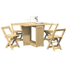 Berkfield 5 Piece Butterfly Dining Set Corona Foldable Wax Brown Pinewood