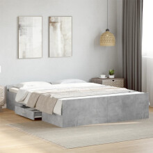 Berkfield Bed Frame with Drawers without Mattress Concrete Grey 150x200 cm King Size