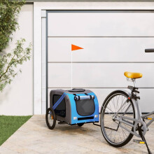 Berkfield Pet Bike Trailer Blue and Grey Oxford Fabric and Iron
