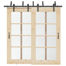 Berkfield Sliding Door Hardware Kit 213,5 cm Steel Black