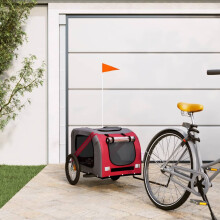 Berkfield Pet Bike Trailer Red and Grey Oxford Fabric and Iron