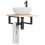 Berkfield Basin Shelf Wall Mounted Steel and Solid Wood Oak 1
