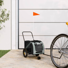 Berkfield Pet Bike Trailer Grey and Black Oxford Fabric and Iron