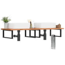 Berkfield Basin Shelf Wall Mounted Steel and Solid Wood Beech
