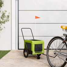 Berkfield Pet Bike Trailer Green and Black Oxford Fabric and Iron