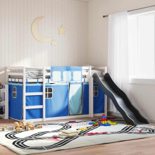 Berkfield Bunk Bed without Mattress with Slide and Curtains Blue 90x190 cm Single