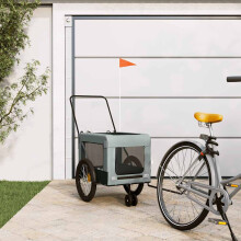 Berkfield Pet Bike Trailer Grey and Black Oxford Fabric and Iron