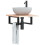 Berkfield Basin Shelf Wall Mounted Steel and Solid Wood Oak 1
