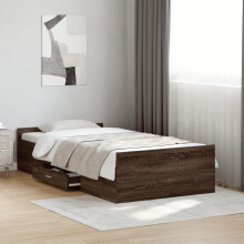 Berkfield Bed Frame with Drawers without Mattress Brown Oak 100x200 cm