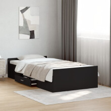 Berkfield Bed Frame with Drawers without Mattress Black 75x190 cm Small Single