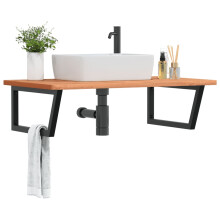 Berkfield Basin Shelf Wall Mounted Steel and Solid Wood Beech