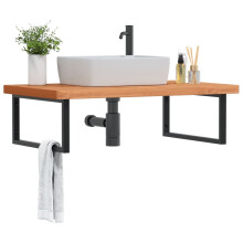 Berkfield Basin Shelf Wall Mounted Steel and Solid Wood Beech