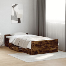 Berkfield Bed Frame with Drawers without Mattress Smoked Oak 75x190 cm Small Single
