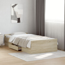 Berkfield Bed Frame with Drawers without Mattress Sonoma Oak 75x190 cm Small Single