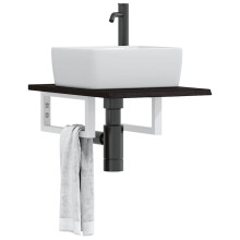 Berkfield Basin Shelf Wall Mounted Steel and Solid Wood Oak