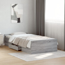 Berkfield Bed Frame with Drawers without Mattress Grey Sonoma 75x190 cm Small Single