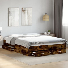 Berkfield Bed Frame with Drawers without Mattress Smoked Oak 160x200 cm
