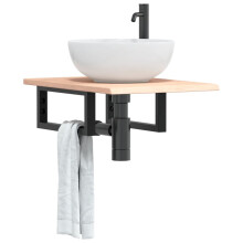 Berkfield Basin Shelf Wall Mounted Steel and Solid Wood Oak