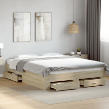 Berkfield Bed Frame with Drawers without Mattress Sonoma Oak 150x200 cm King Size