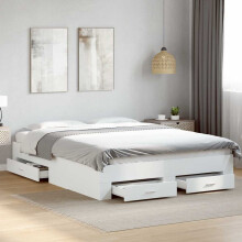 Berkfield Bed Frame with Drawers without Mattress White 150x200 cm King Size