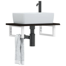 Berkfield Basin Shelf Wall Mounted Steel and Solid Wood Oak