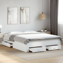 Berkfield Bed Frame with Drawers without Mattress White 160x200 cm